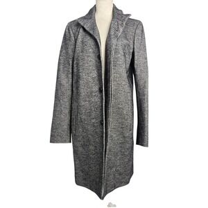 Theory Men's Sz M Belvin Melton Wool Grey Tweed Herringbone Collar Coat Heritage